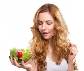 Woman holding vegetable salad HD picture