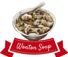 Wonton soup vector