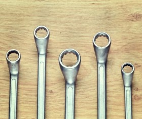 Wooden table socket wrench Stock Photo 01