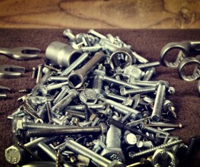 Wooden wrench with screw cap on the table Stock Photo 02