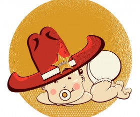 baby with cowboy western hat vector