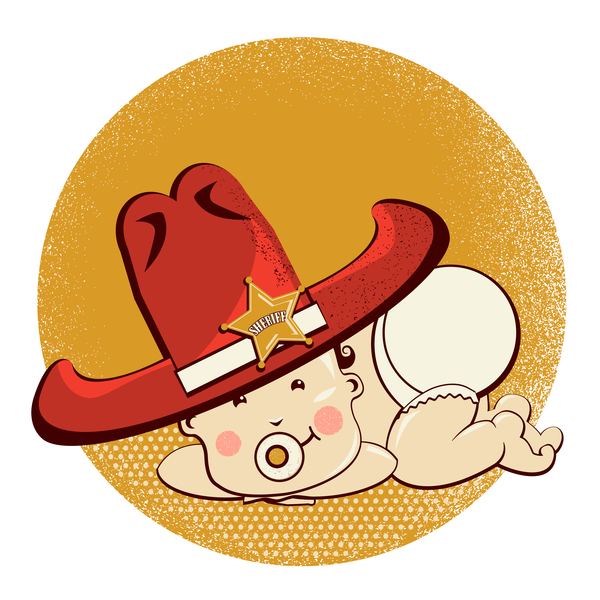 baby with cowboy western hat vector