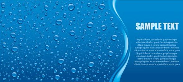 blue drops panorama text vector background 02