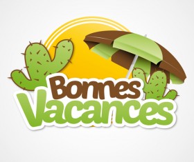 bonnes vacances with beach umbrella illustration vector 01