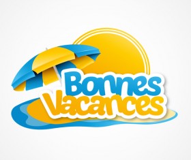 bonnes vacances with beach umbrella illustration vector 02