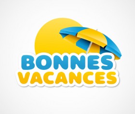 bonnes vacances with beach umbrella illustration vector 03