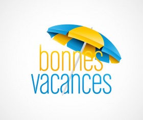 Cest les vacances with beach umbrella illustration vector 03 - Vector ...