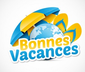 bonnes vacances with beach umbrella illustration vector 06