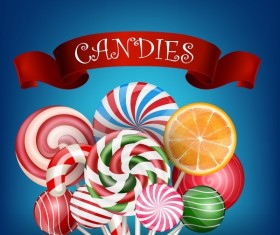 candies with red ribbon vector background