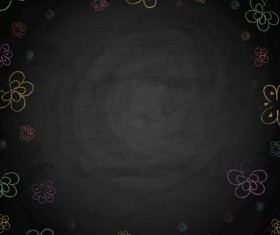chalkboard background with flower frame vector