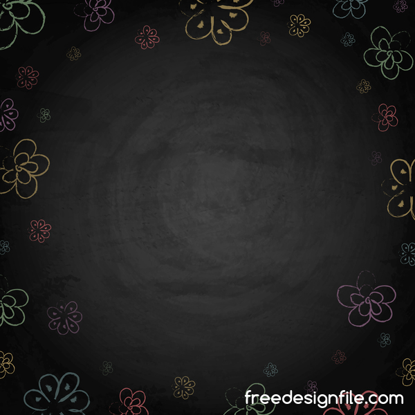 chalkboard background with flower frame vector