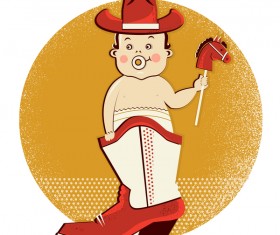 cowboy baby in boot vector