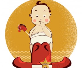 cowboy baby with western hat vector