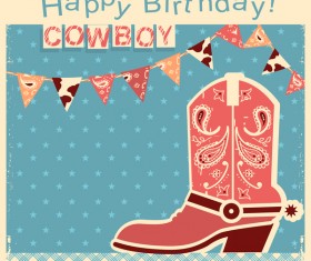 Retro Birthday Card With Cake Vector 03 Free Download