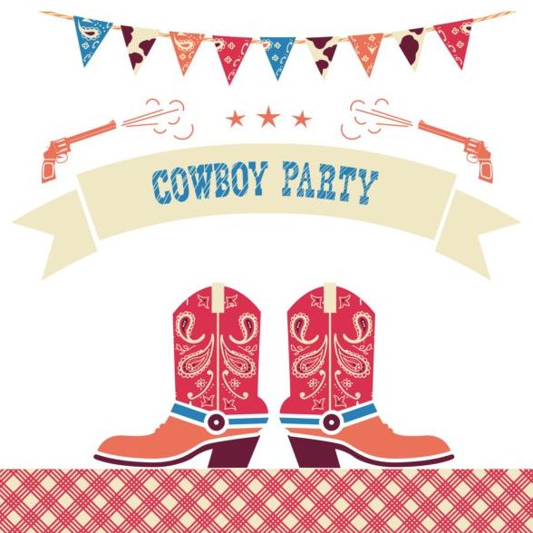 cowboy party background vector