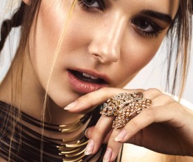 fashionable woman wearing jewelry Stock Photo 02