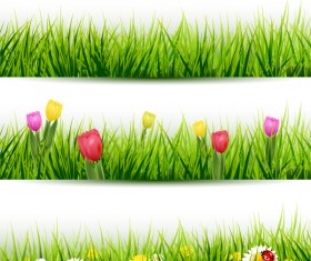 grass borders with flower vector 01