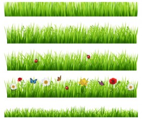 grass borders with flower vector 02