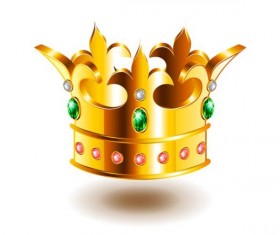 heraldic crown with green gem vector