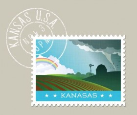 kansas postage stamp template vector