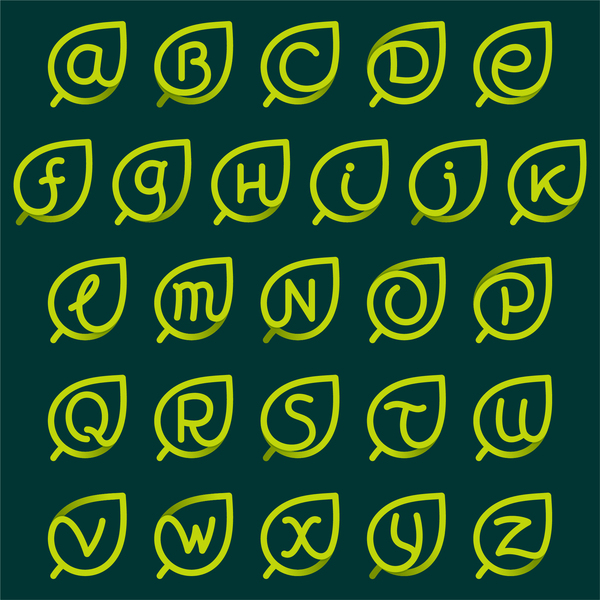 leaves lines alphabet vector
