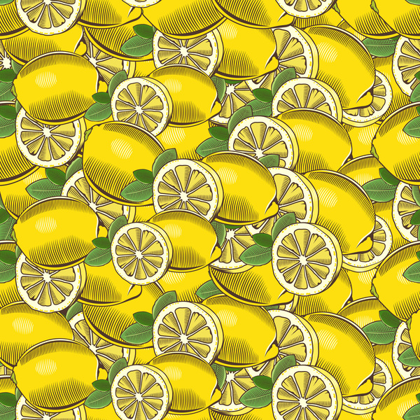 lemon seamless hand drawn vector