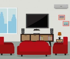 living room flat background vector