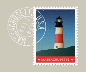 massachusetts postage stamp template vector