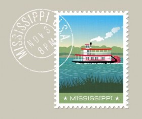 mississippi postage stamp template vector