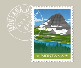 montana postage stamp template vector