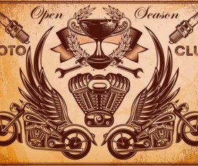 motorcycle seivice repari vintage poster vector
