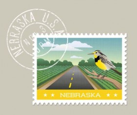 nebraska postage stamp template vector
