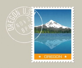 oregon postage stamp template vector