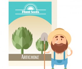 plant seed poster retro vector 01