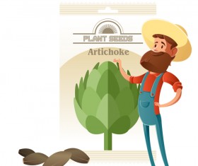 plant seed poster retro vector 03