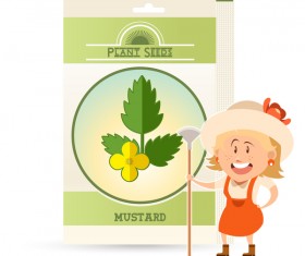 plant seed poster retro vector 08