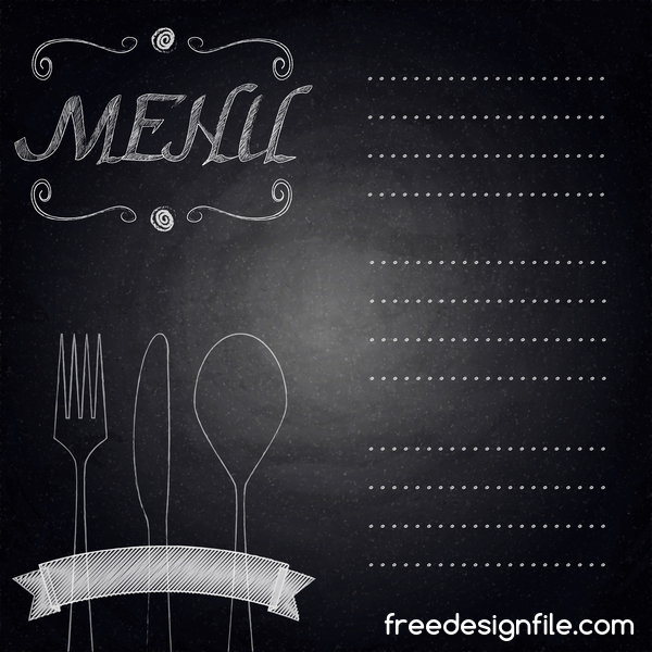  restaurant menu with chalkboard background vector 02 free 