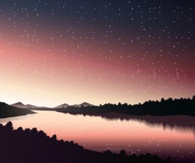 siluate river at dusk vector