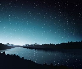 siluate river at night vector