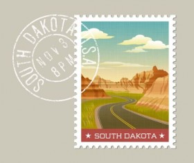 sodakota postage stamp template vector