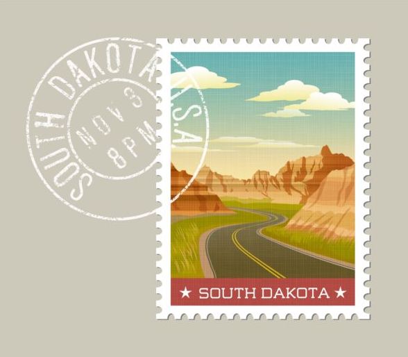 sodakota postage stamp template vector