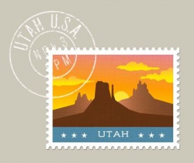 utah postage stamp template vector