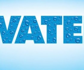 water text with drops vector material