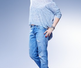 woman wearing a white casual dress Stock Photo 04