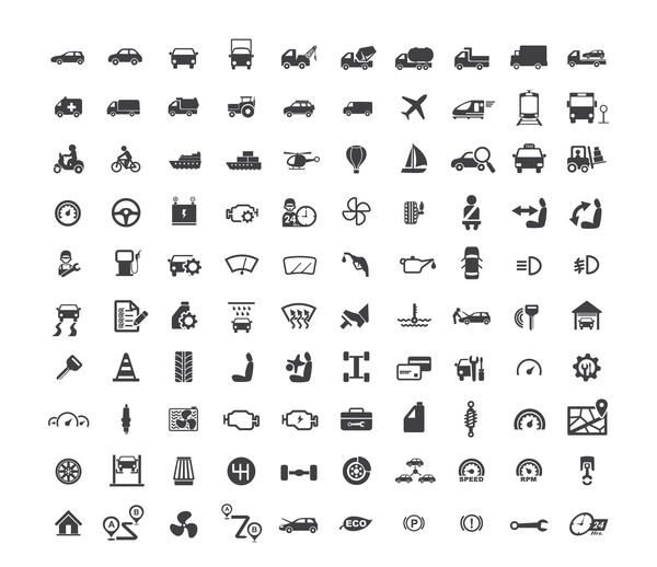 100 Transportation icons set