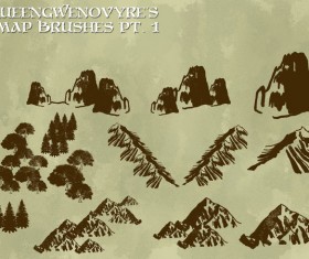 19 mountains and trees photoshop brushes