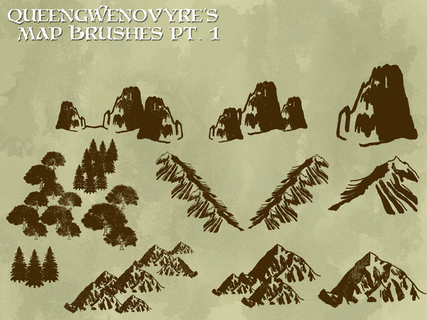 19 mountains and trees photoshop brushes