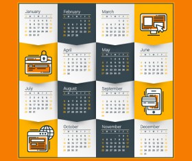 2018 business calendar template vectors 01