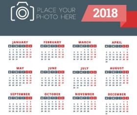 2018 business calendar template vectors 02