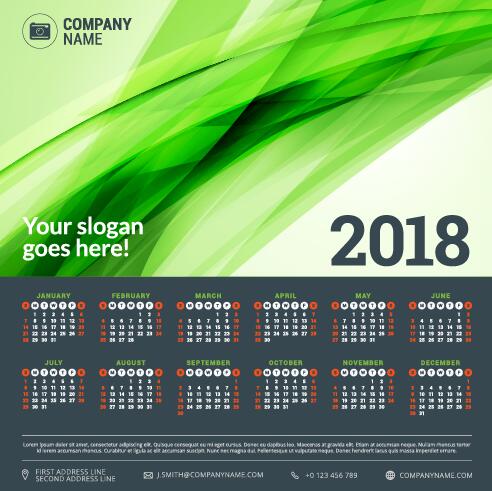 2018 business calendar template vectors 03